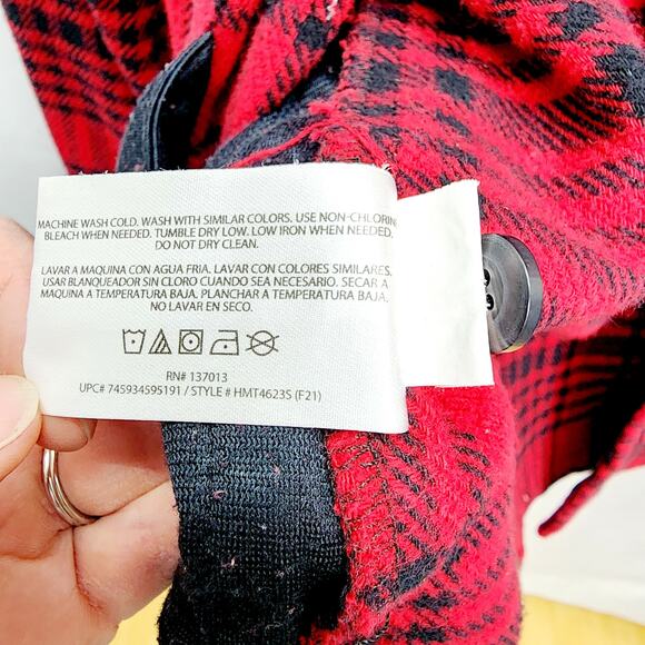 Woolrich Red & Black Plaid Heavy Weight Button Front Men's Flannel Shirt Size M - Picture 6 of 12